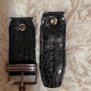 Apple Watch band- Luxe Leopard Noir with Gunmetal Watchband